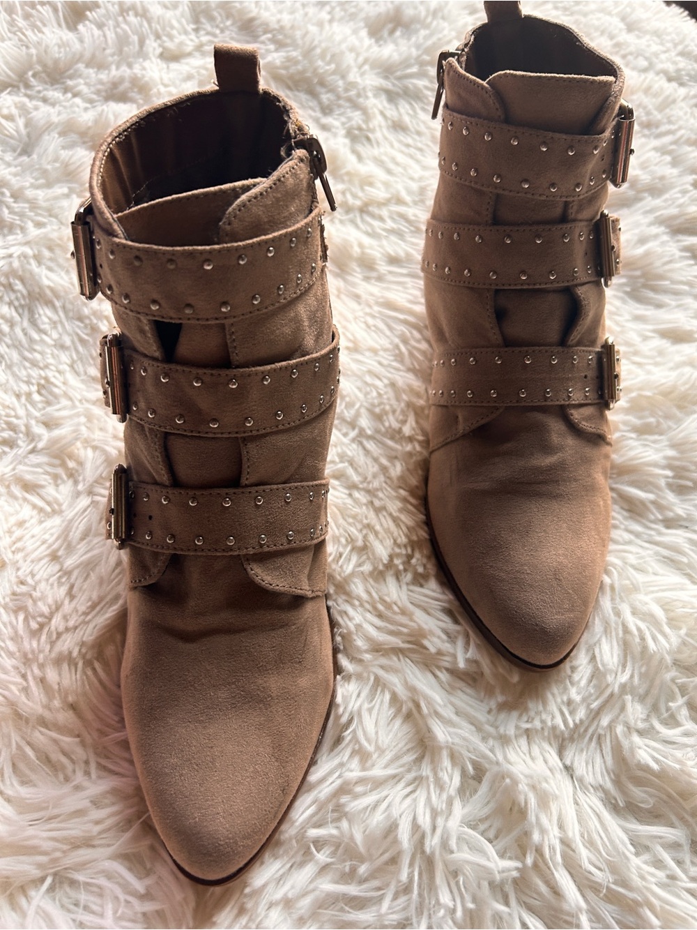 Just Fab Faux Suede Studded Booties - Size 8.5/9